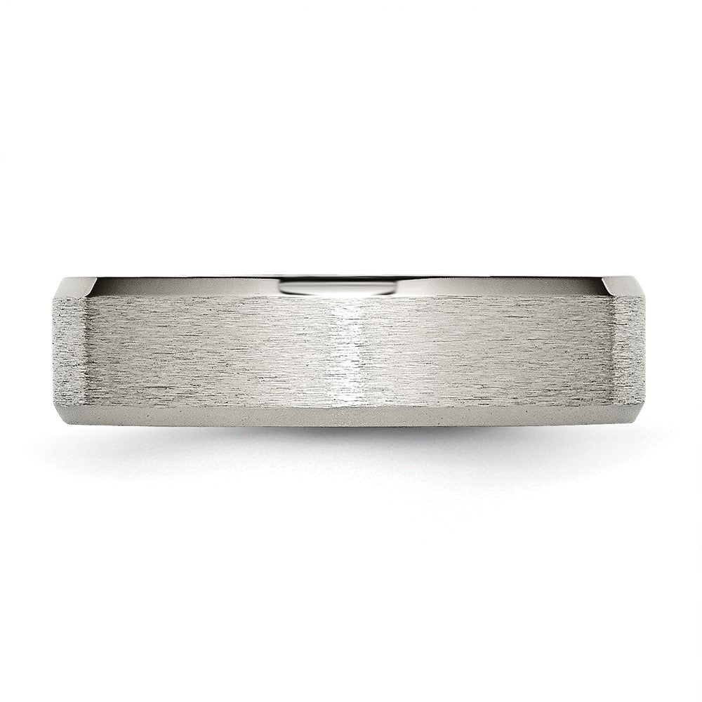 Titanium Brushed Center 6mm Beveled Edge Band Size - 9.5