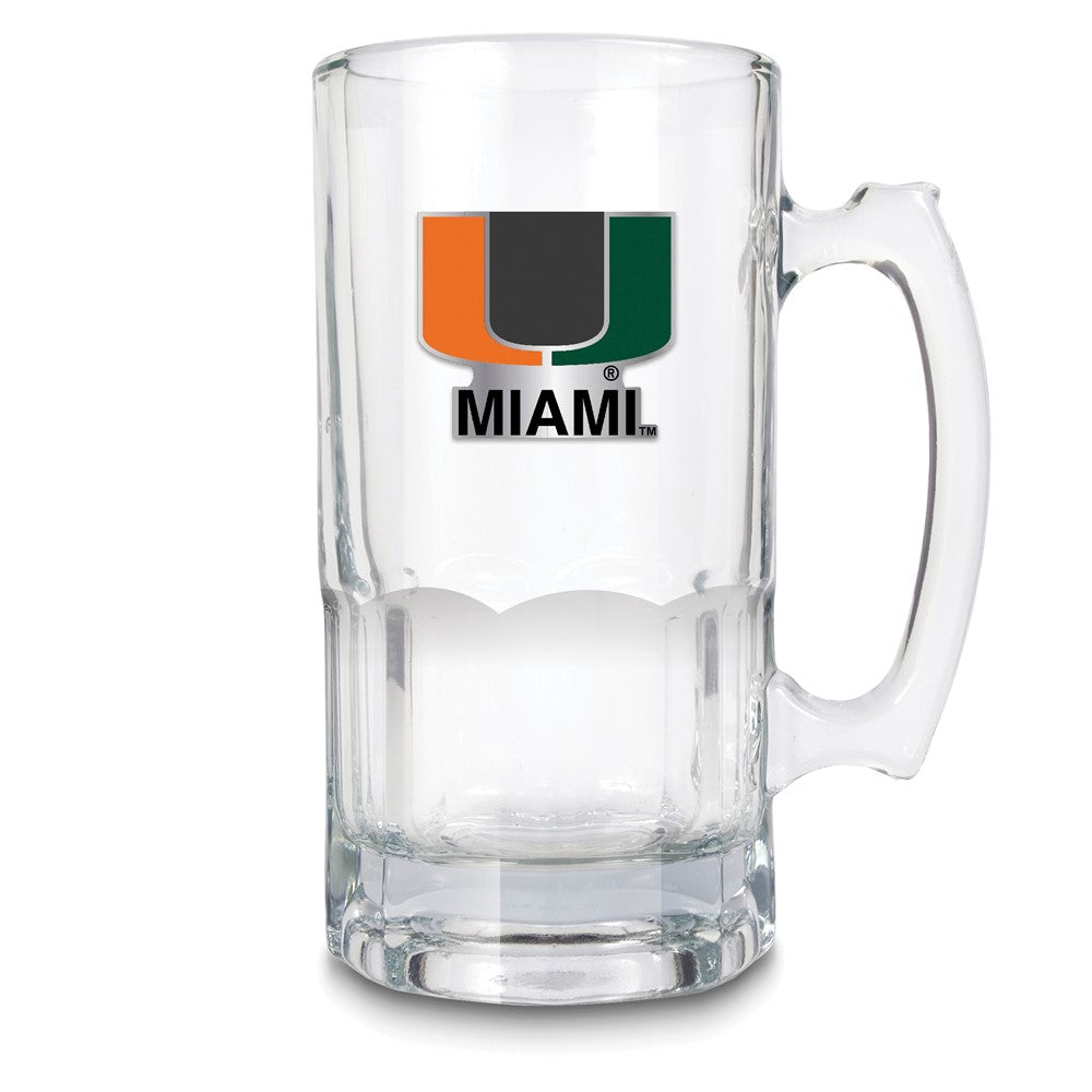 NCAA University of Miami Glass 32 ounce Macho Mug