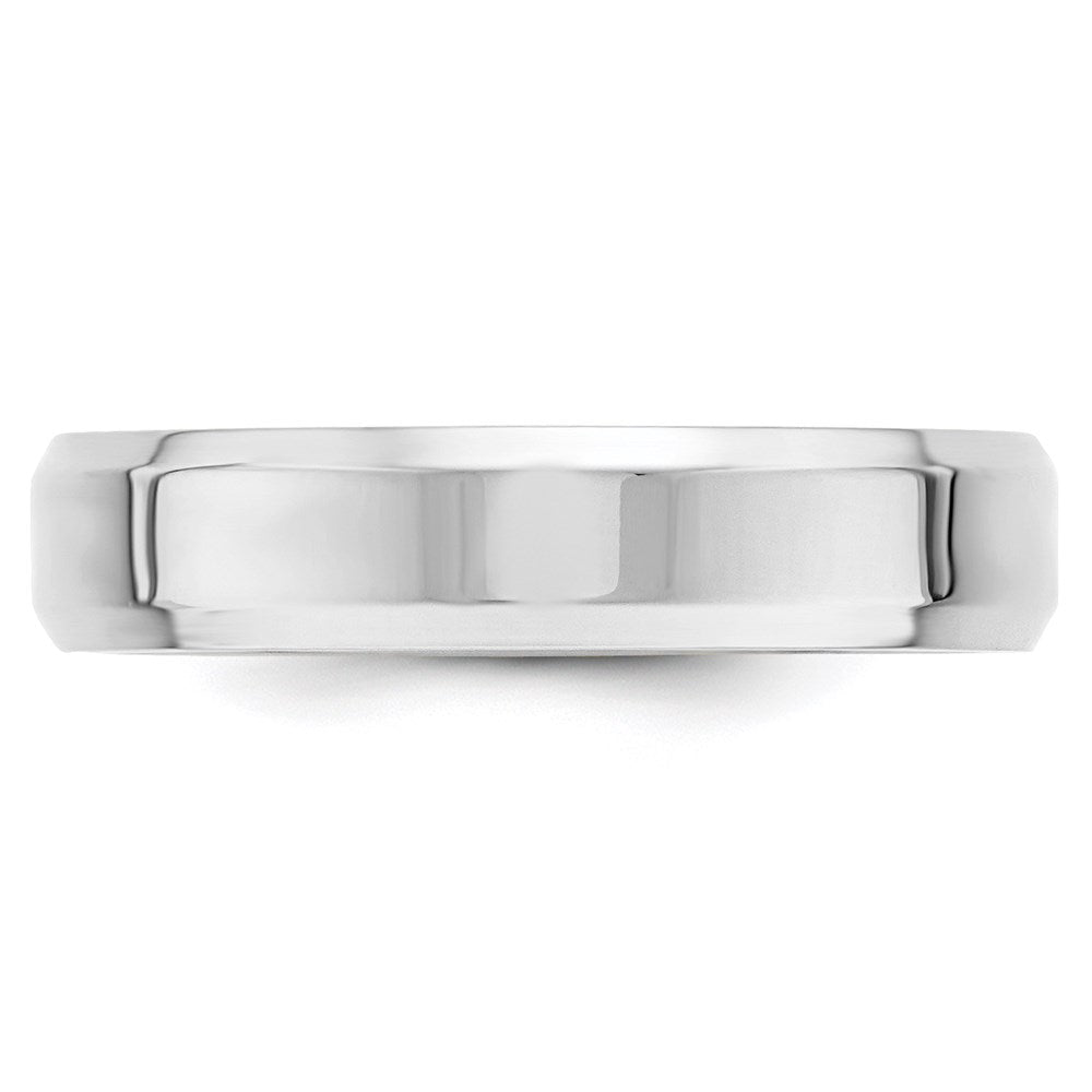 10k White Gold 5mm Beveled Edge Comfort Fit Wedding Band Size 12