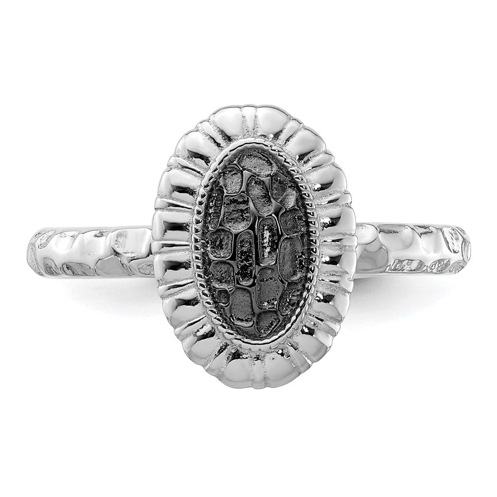 Sterling Silver Stackable Expressions Ruthenium-plated Oval Ring Size -10