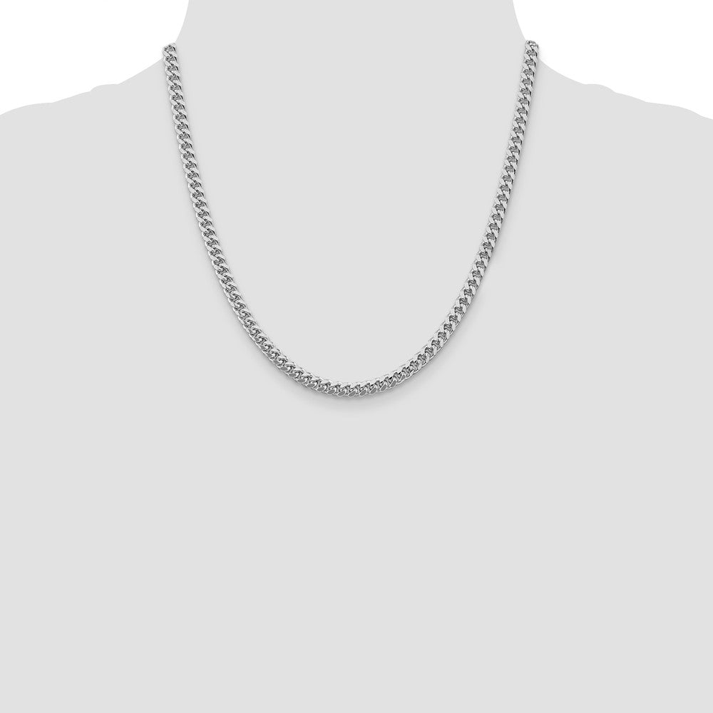 Sterling Silver Rhodium-plated 5mm Domed w/ Side D/C Curb Chain 20 Inches