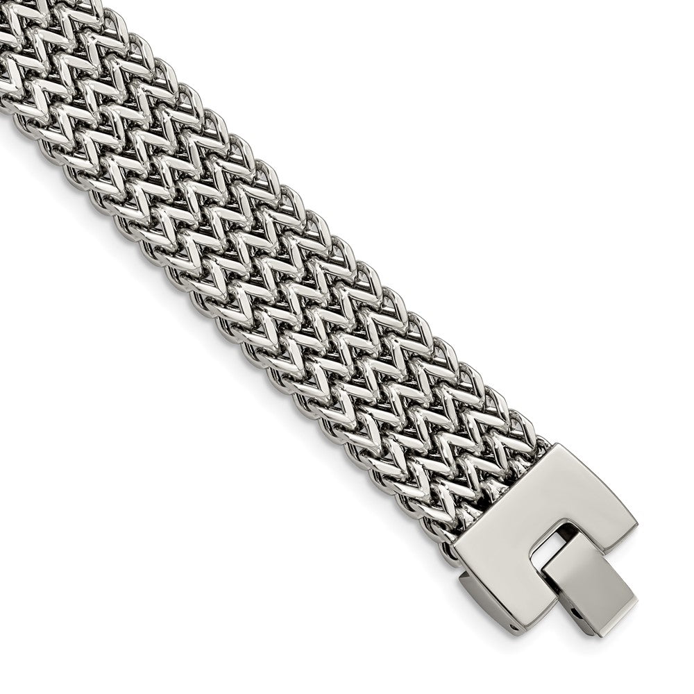 Stainless Steel Polished Woven 7.5in Bracelet 7.25 inches