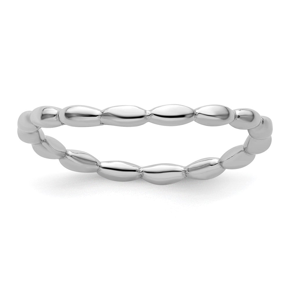 Sterling Silver Stackable Expressions Polished Rhodium-plate Wave Ring Size -6