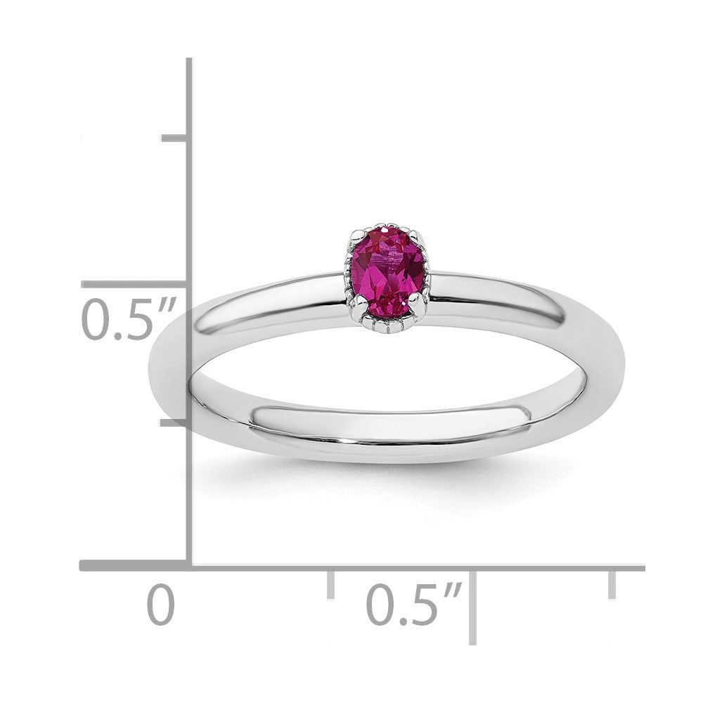 Sterling Silver Stackable Expressions Created Ruby Single Stone Ring Size -8