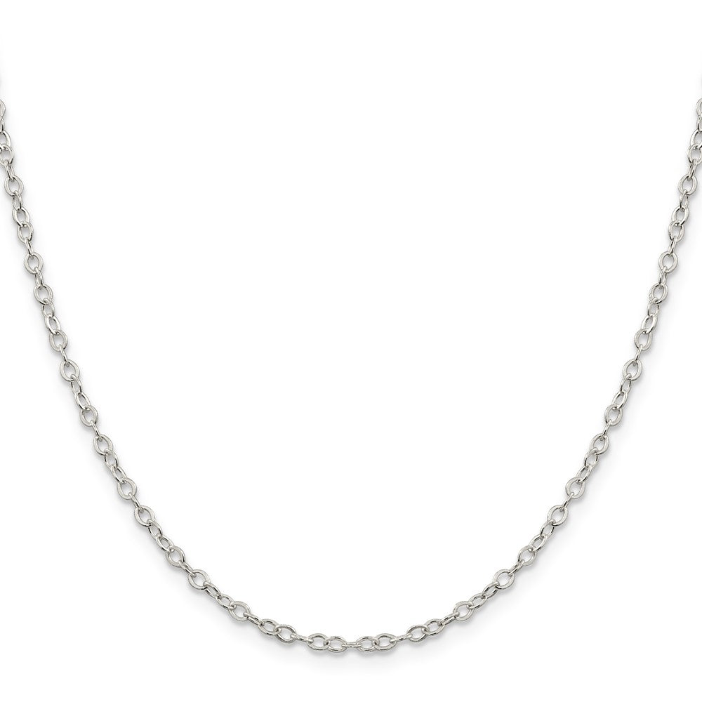 Sterling Silver 2.5mm Flat Open Oval Cable Chain 24 Inches