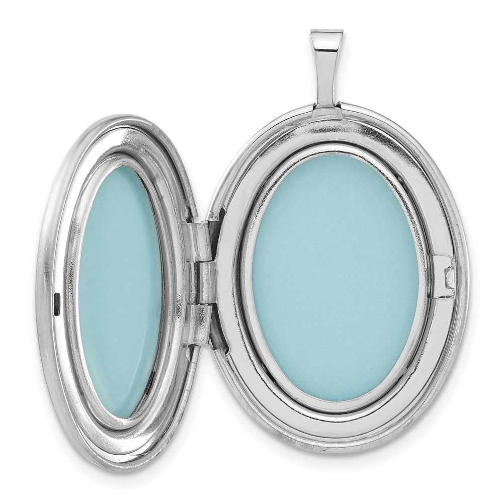 Sterling Silver Satin & Diamond-cut Chai Symbol Oval Locket