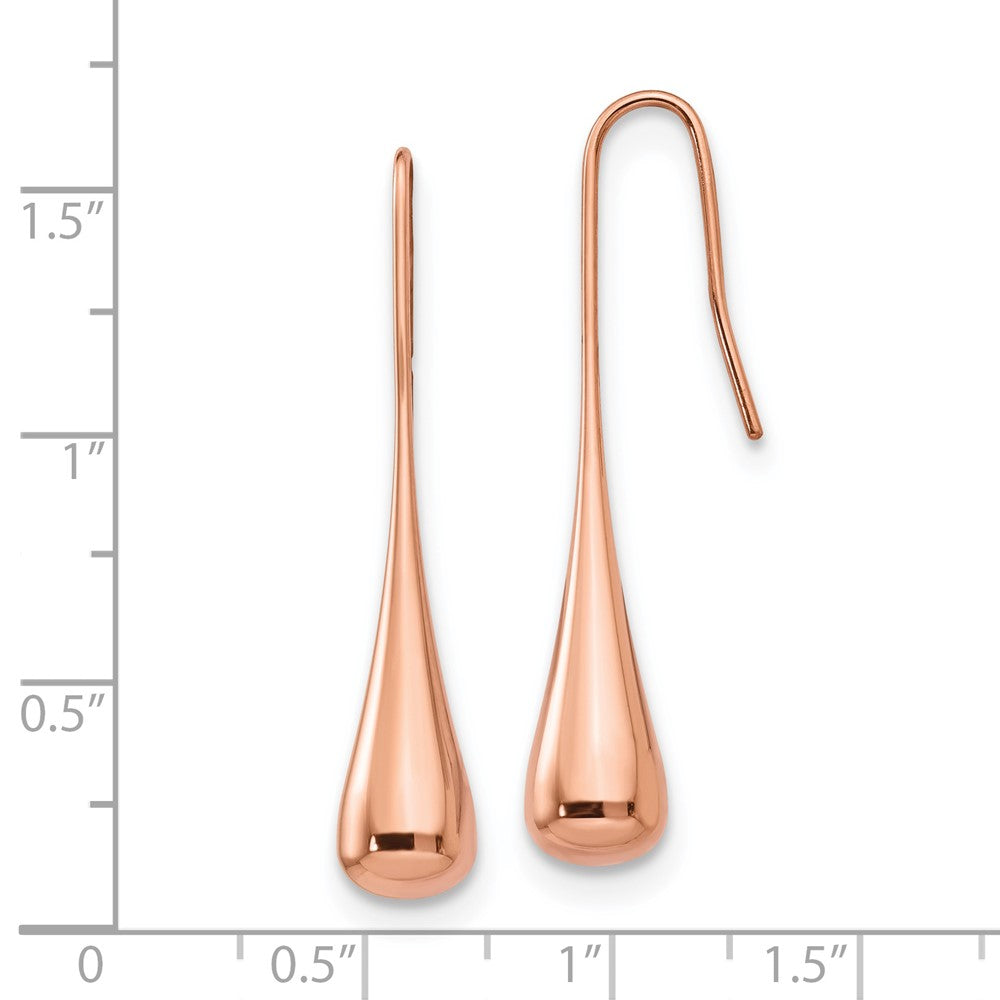 Stainless Steel Polished Rose IP-plated Shepherd Hook Earrings