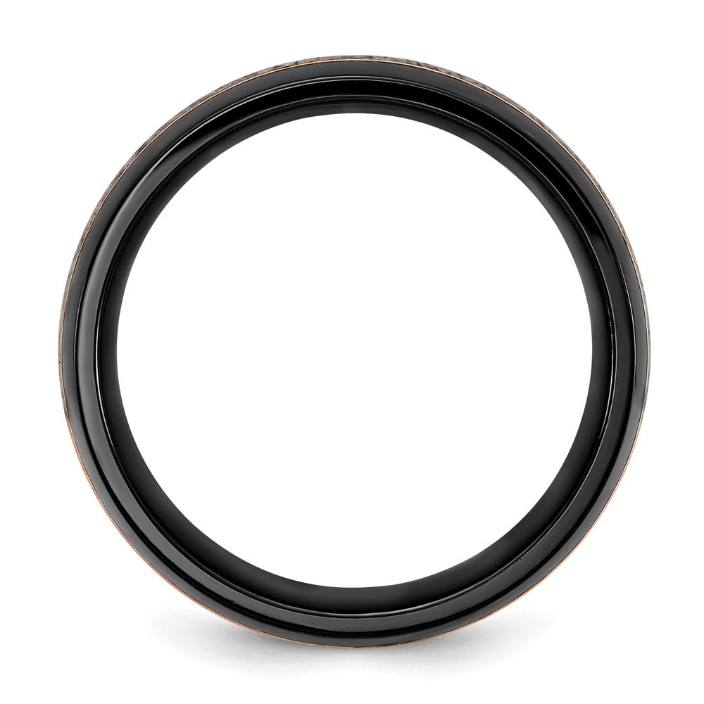 Black Zirconium Polished Rose IP-plated w/Antler Inlay 8mm Band Size - 10.5