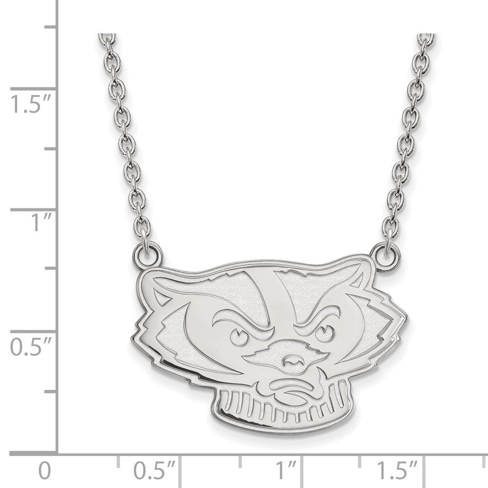 LogoArt Sterling Silver University Of Wisconsin Large Pendant Necklace Female Adult