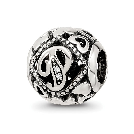 Sterling Silver Reflections CZ Letter P Bead
