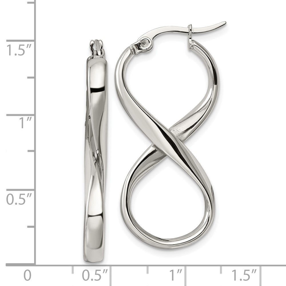 Stainless Steel Polished Infinity Symbol Twist Hoop Earrings
