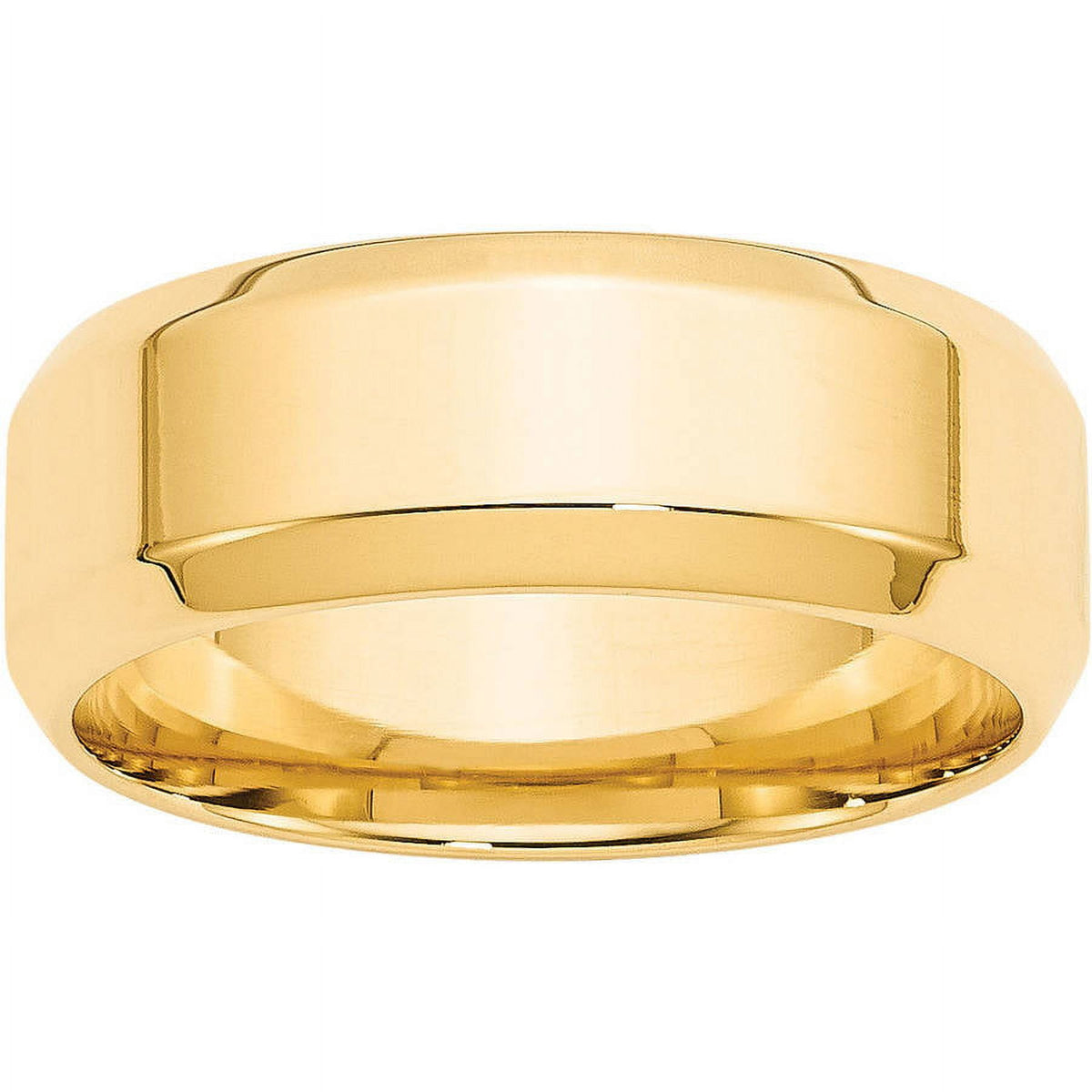 14k Yellow Gold 8mm Beveled Edge Comfort Fit Wedding Band Size 10.5
