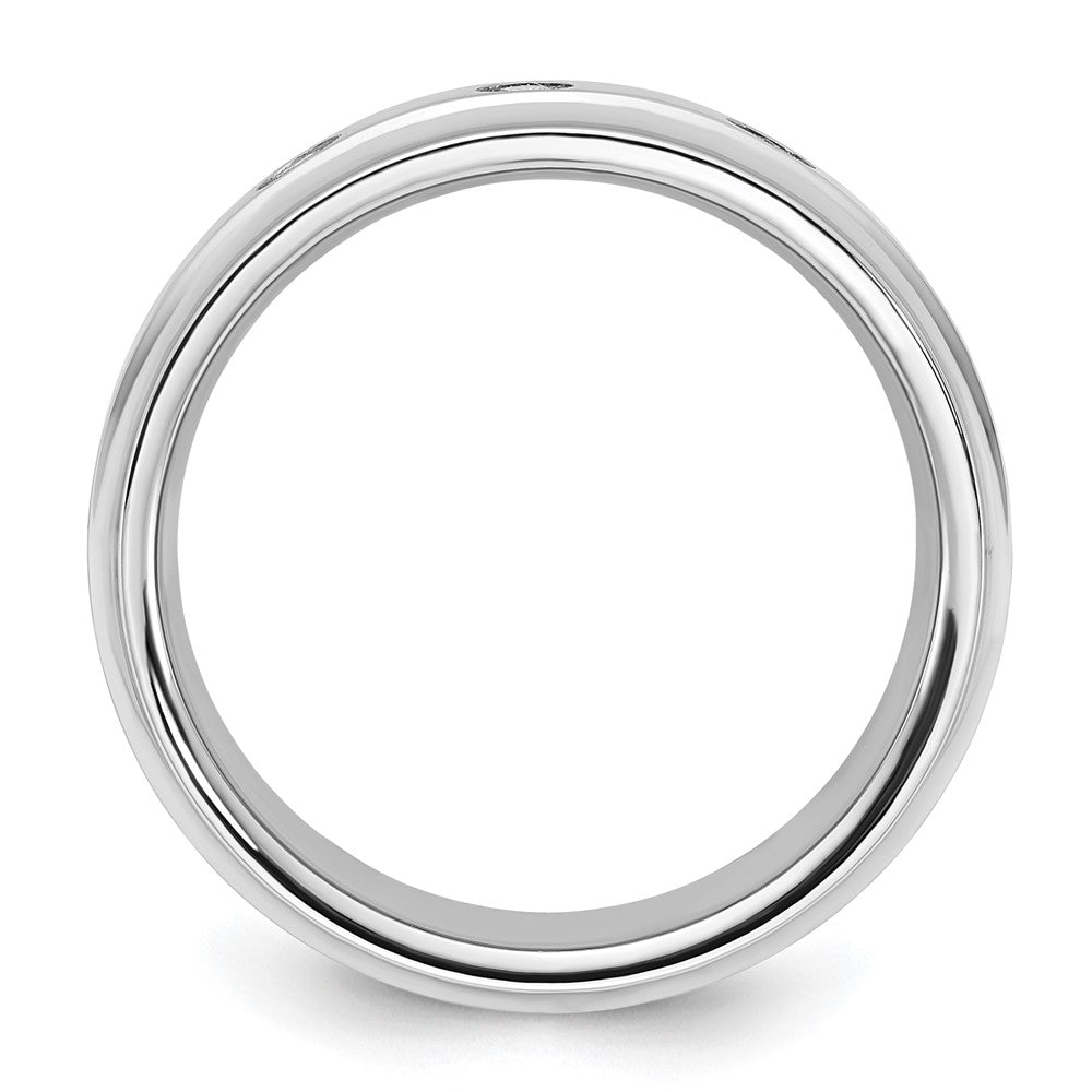 Cobalt Polished Beveled Edge Triple Diamond 8mm Men's Band
