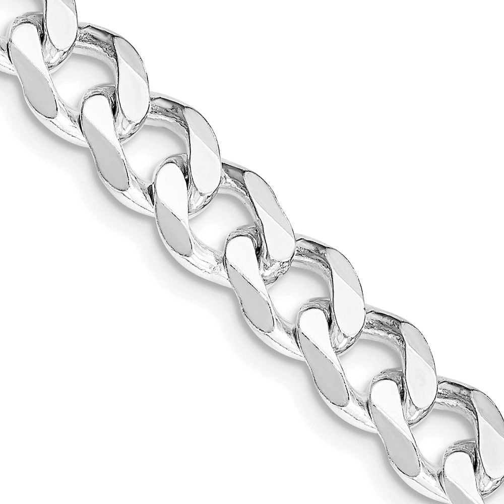 Sterling Silver Rhodium-plated 7.5mm Curb Chain 18 Inches