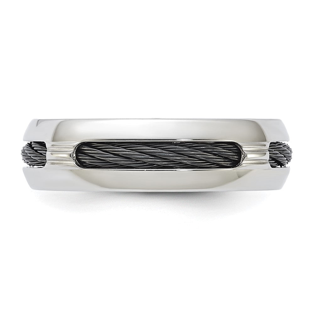 Edward Mirell Steel & Cable Polished 7mm Ring