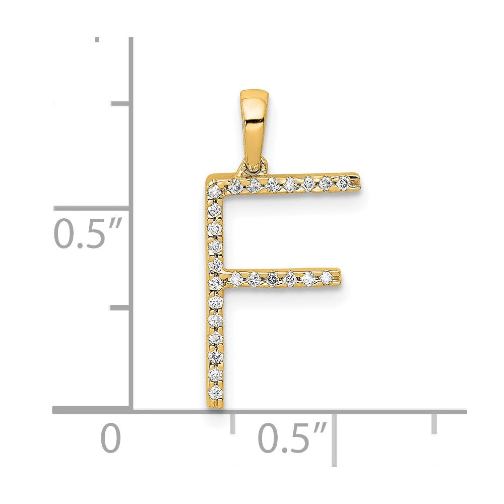 14K Diamond Letter F Initial Pendant