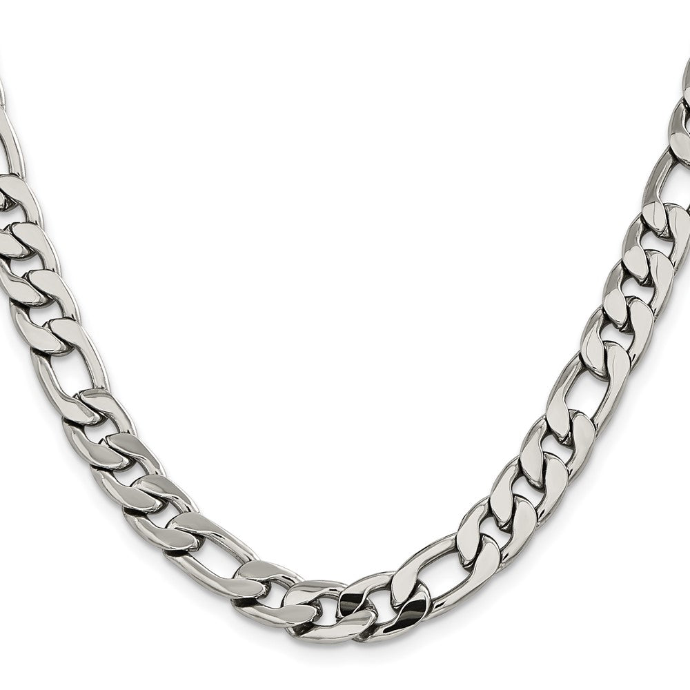 Stainless Steel Polished 8.75mm 22in Figaro Chain
