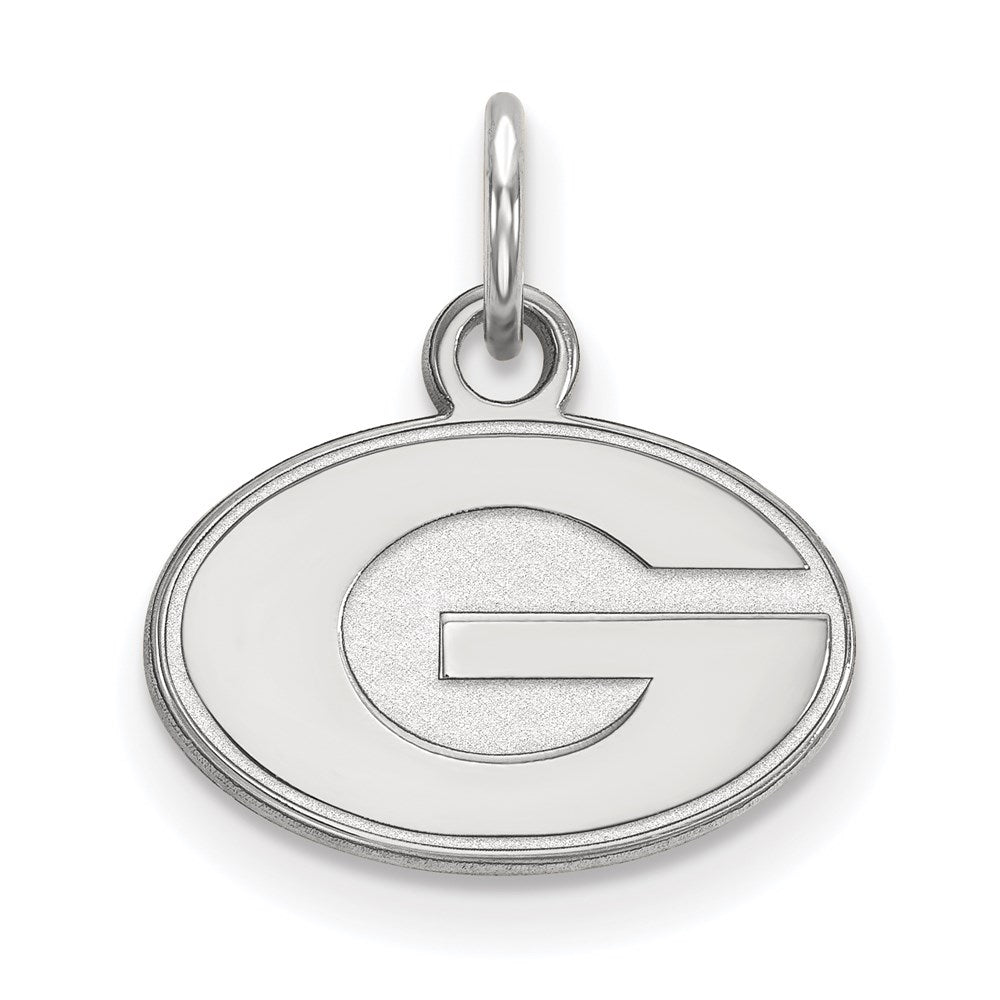 Sterling Silver Rhodium-plated LogoArt University of Notre Dame Crest Small Pendant 18 inch Necklace #Q-SS074UND-18