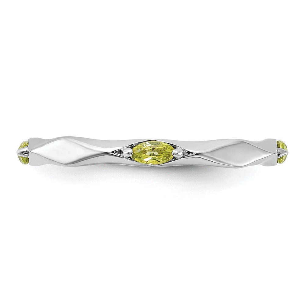 Sterling Silver Stackable Expressions Rhodium-plated Peridot Ring Size -7