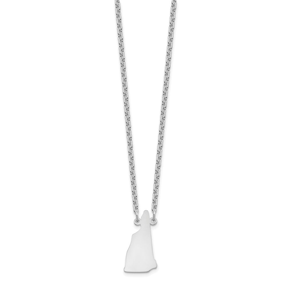 Sterling Silver/Rhodium-plated New Hampshire State Necklace