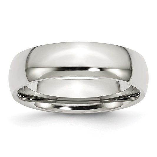 Stainless Steel Polished 6mm Half Round Band Size - 12.5