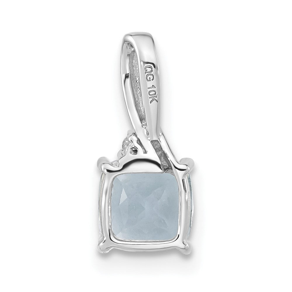 10k White Gold Checkerboard Aquamarine & Diamond Chain Slide