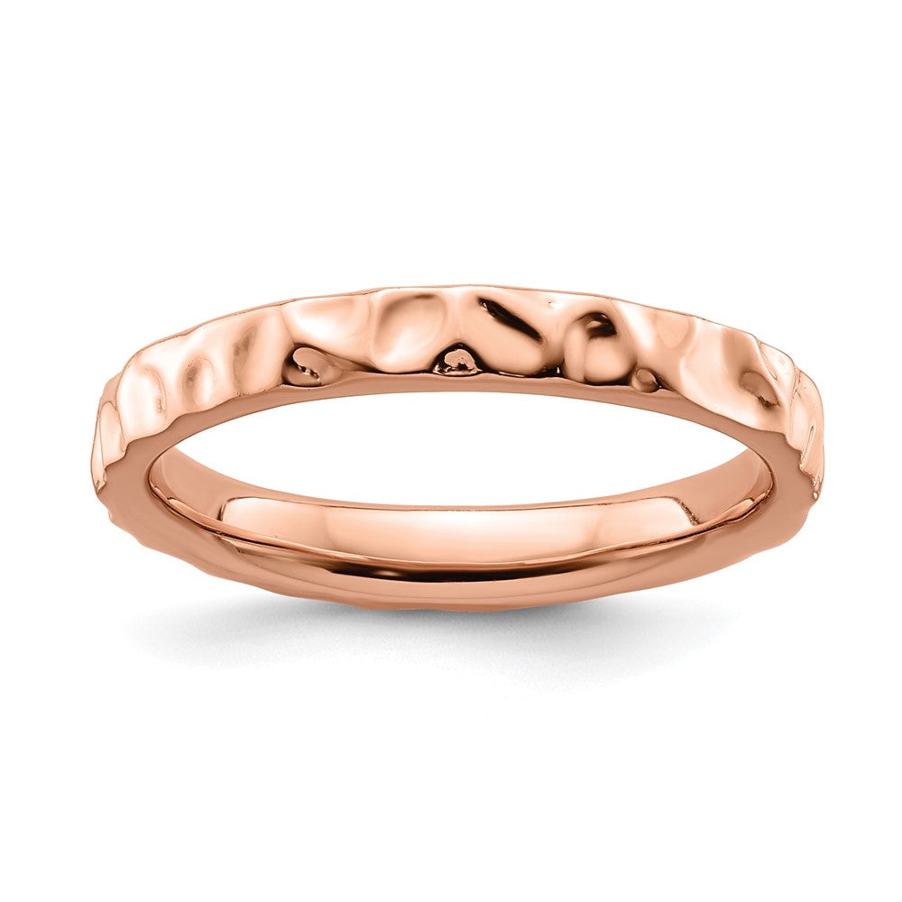 Sterling Silver Stackable Expressions Pink-plated Ring Size -7