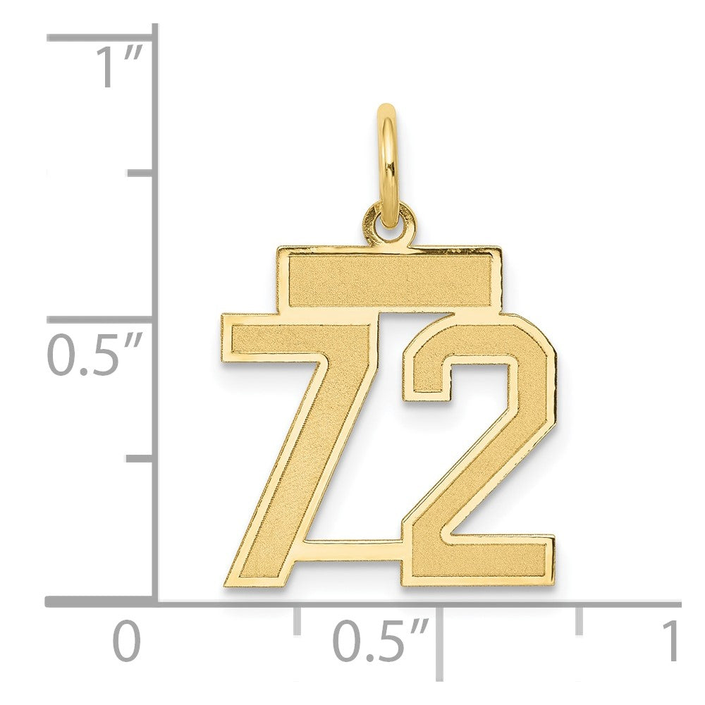 14k Small Satin Number 72 Charm