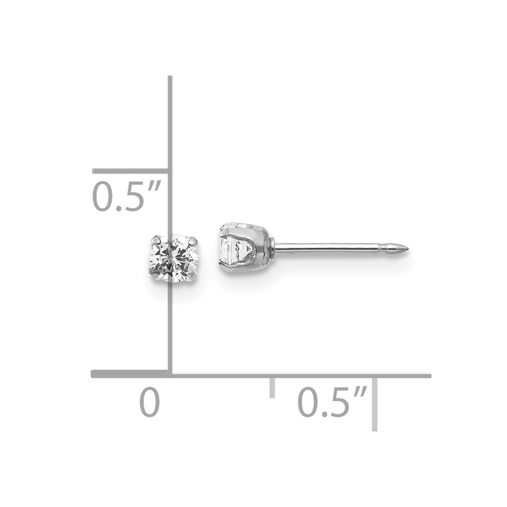 Inverness 14k White Gold 3mm CZ Stud Short Post Piercing Earrings
