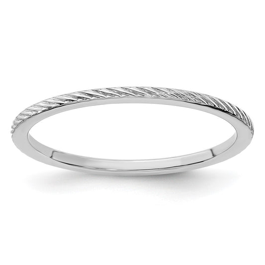 10K White Gold 1.2mm Twisted Wire Pattern Stackable Band Size 7.5