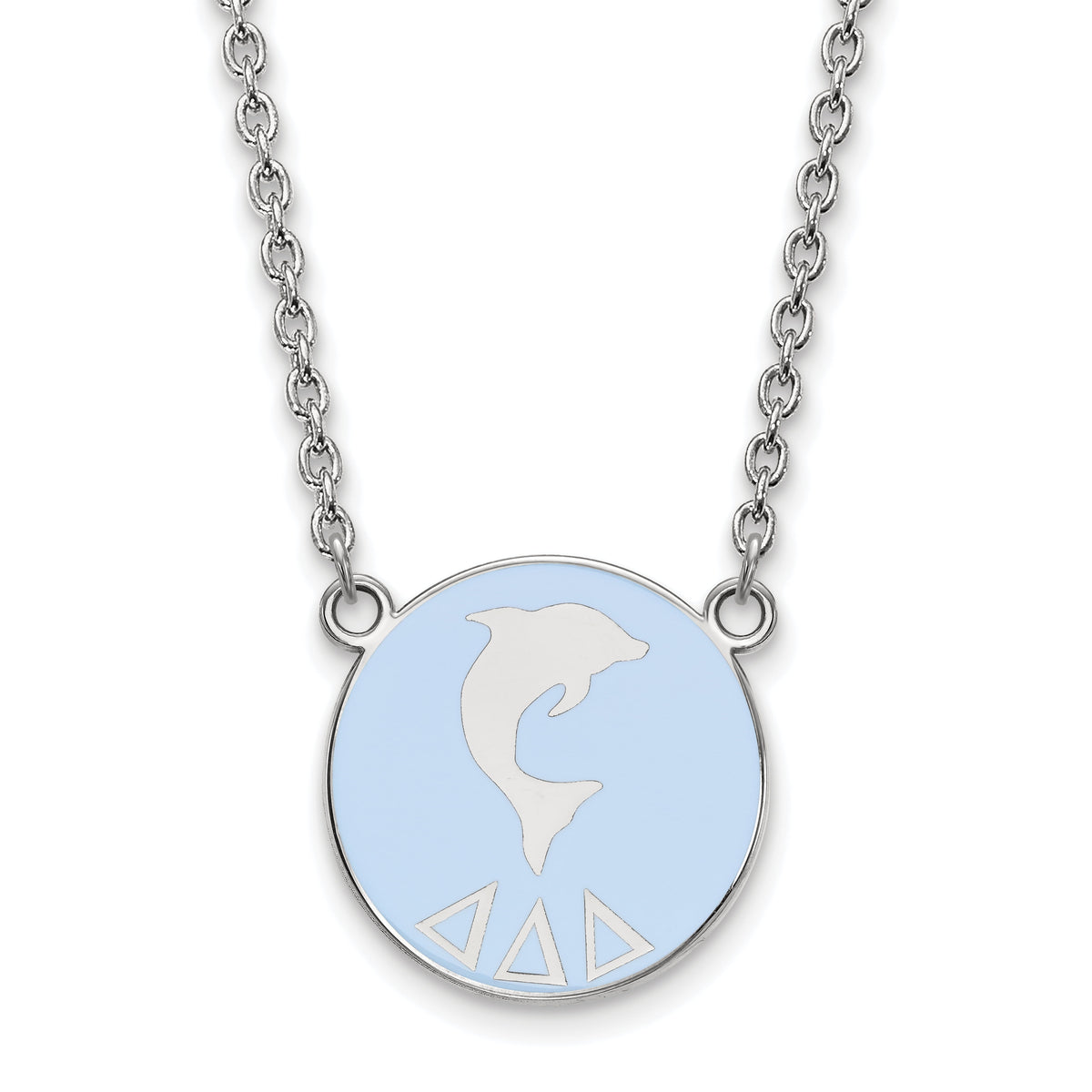 Sterling Silver 18in Official Licensed Greek Sororities Delta Delta Delta (???) Small Enamel Pendant w/Necklace