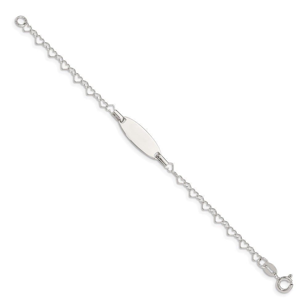 Sterling Silver Polished Engraveable Children's ID Heart Link Bracelet 5.5 inches