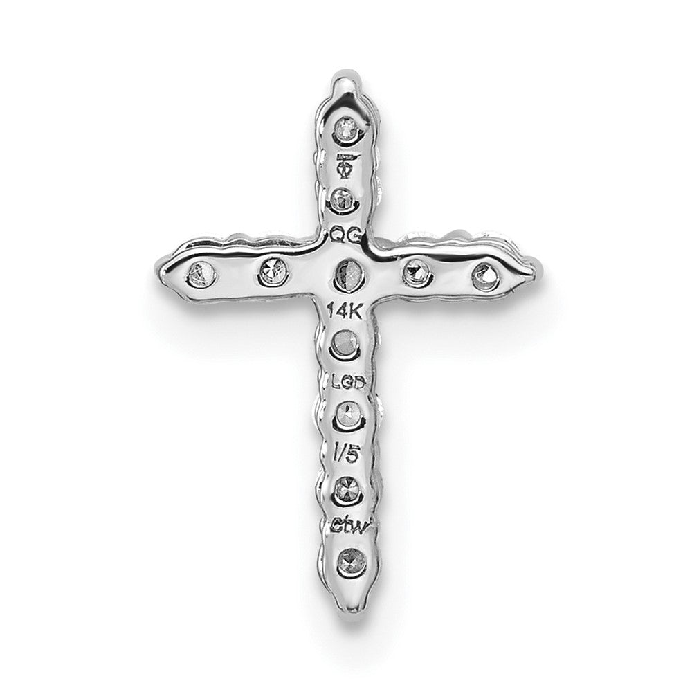 14k White Gold 1/4 carat Lab Grown Diamond VS/SI+ G+ Cross Chain Slide Pendant