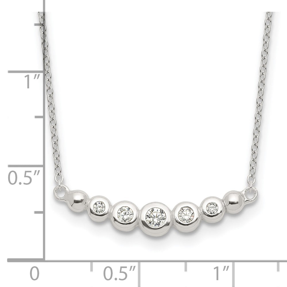 Sterling Silver Garduated CZ 18in Bar Necklace 18 Inches
