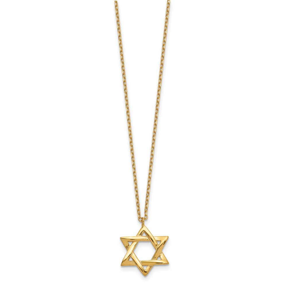Sterling Silver Gold-tone Star of David 16.5 inch Necklace with 1 inch extension 16.5 Inches