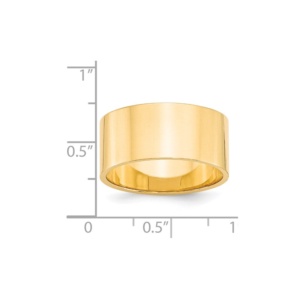 14k Yellow Gold 10mm Lightweight Flat Wedding Band Size 7.5