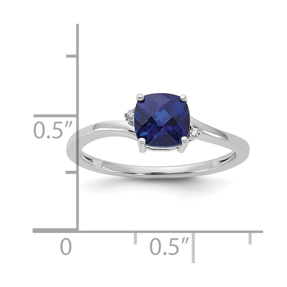 Sterling Silver ANC CR Sapphire & Diamond Ring