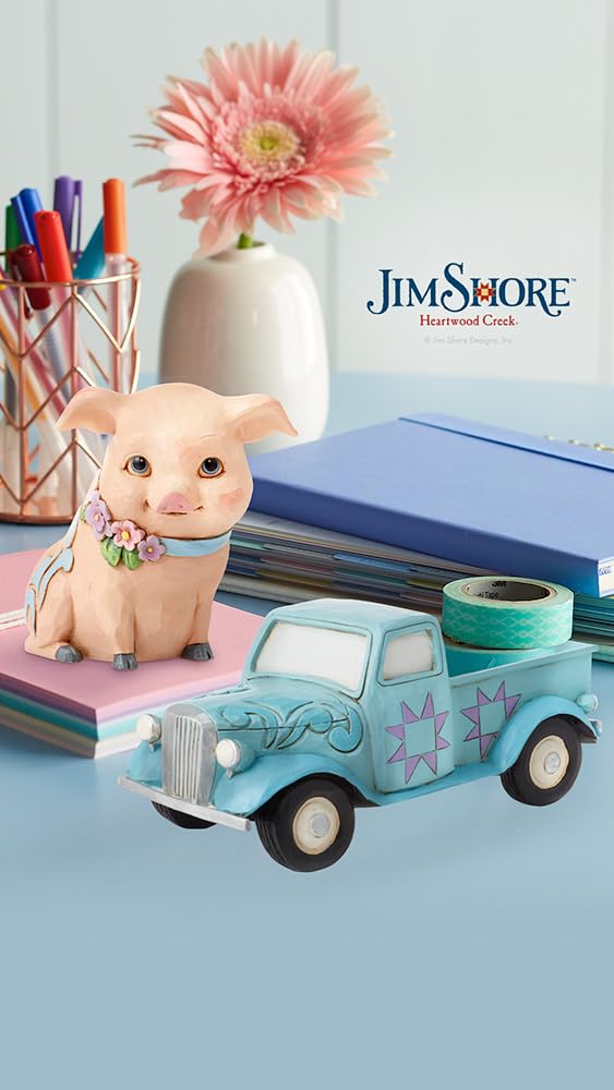 Jim Shore Pig With Flowers Mini Figurine Polyresin Heartwood Creek 6012426