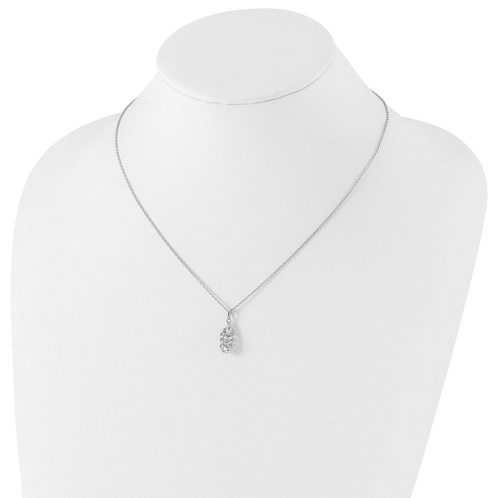 White Ice Sterling Silver Rhodium-plated 18 Inch Diamond Spiral Necklace with 2 Inch Extender 18 Inches