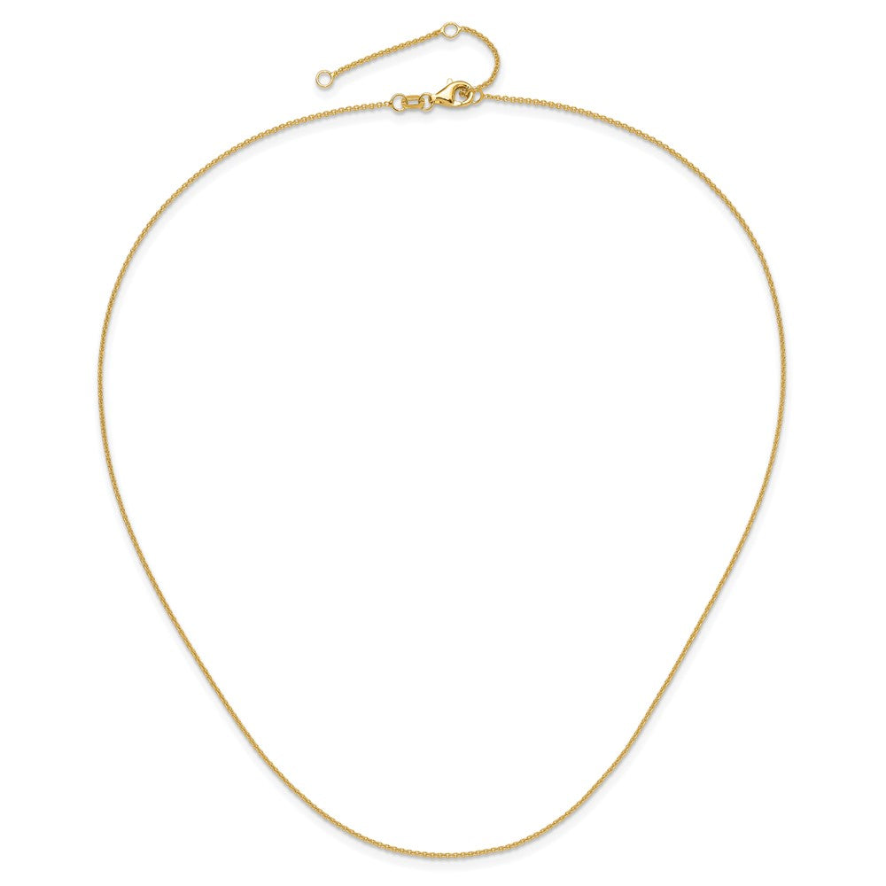 14k Yellow Gold 1.25mm Round Cable 1in+1in Adjustable Chain