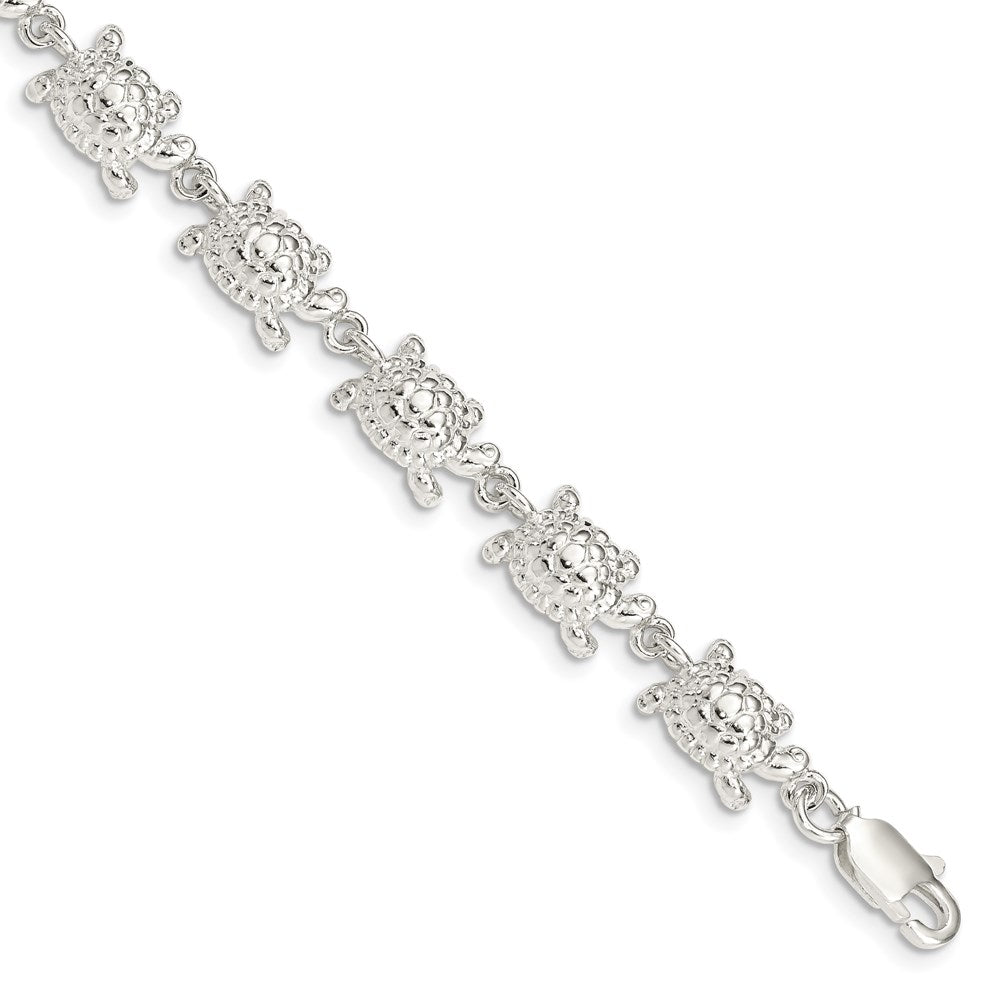 Sterling Silver Turtles Bracelet 7 inches