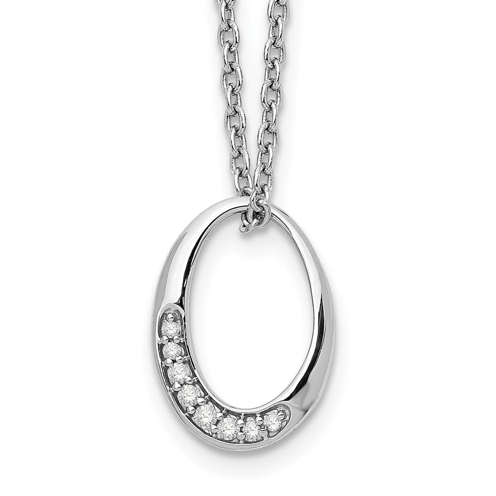 White Ice Sterling Silver Rhodium-plated 18 Inch Diamond Open Oval Necklace with 2 Inch Extender 18 Inches