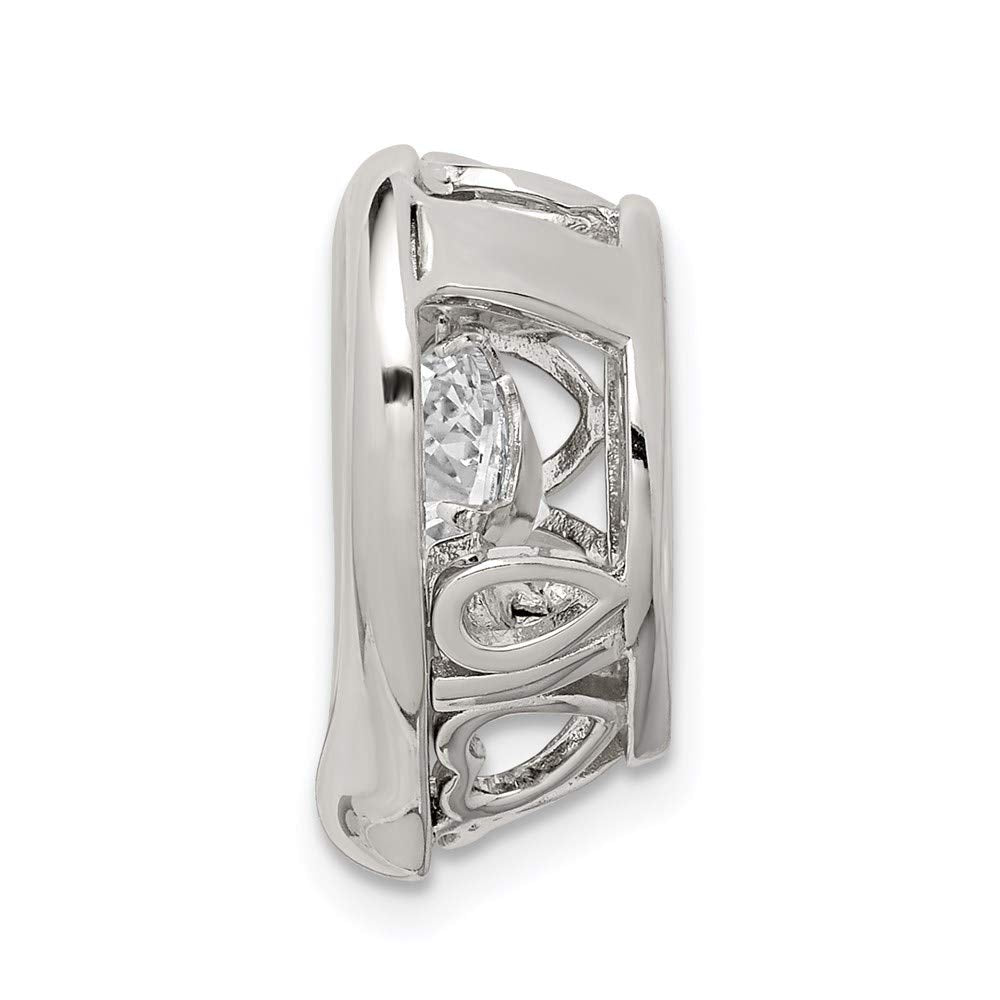 Sterling Silver Platinum-plated Vibrant CZ Heart Pendant