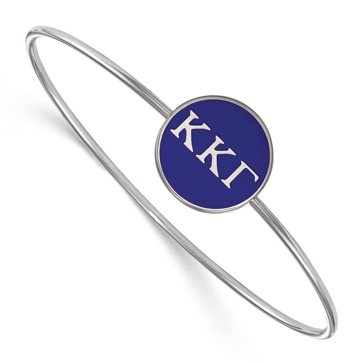 Sterling Silver Official Licensed Greek Sororities 7in Kappa Kappa Gamma (???) Enameled Slip-on Bangle