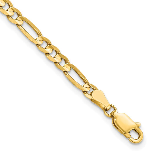 14K 4mm Flat Figaro Chain 8  inches