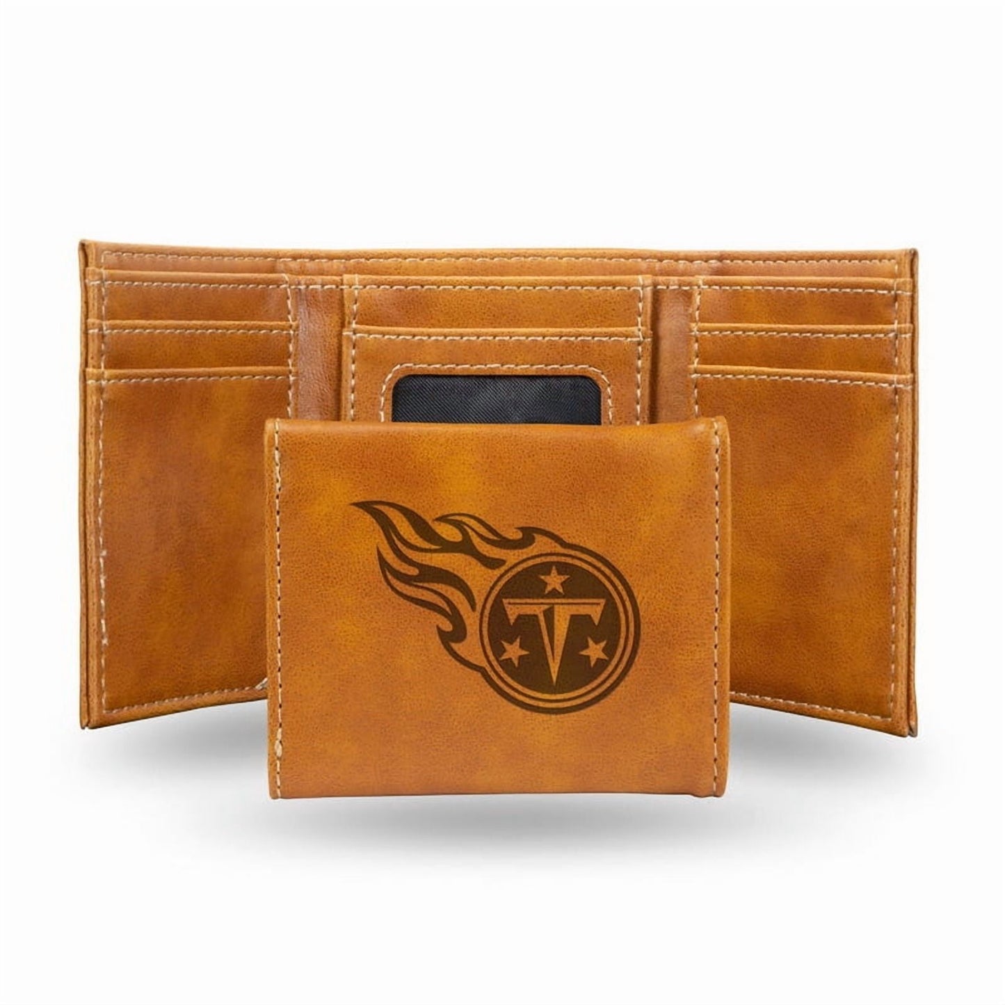 Football Rico Industries Tennessee  Brown Laser Engraved Trifold Laser Engraved Tri-Fold Wallet - Men's Accessory