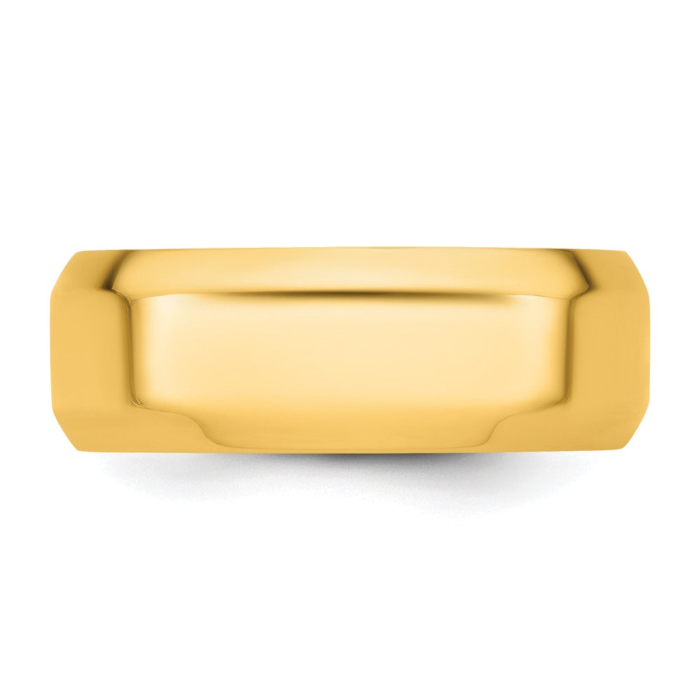 14k Yellow Gold 8mm Beveled Edge Comfort Fit Wedding Band Size 5