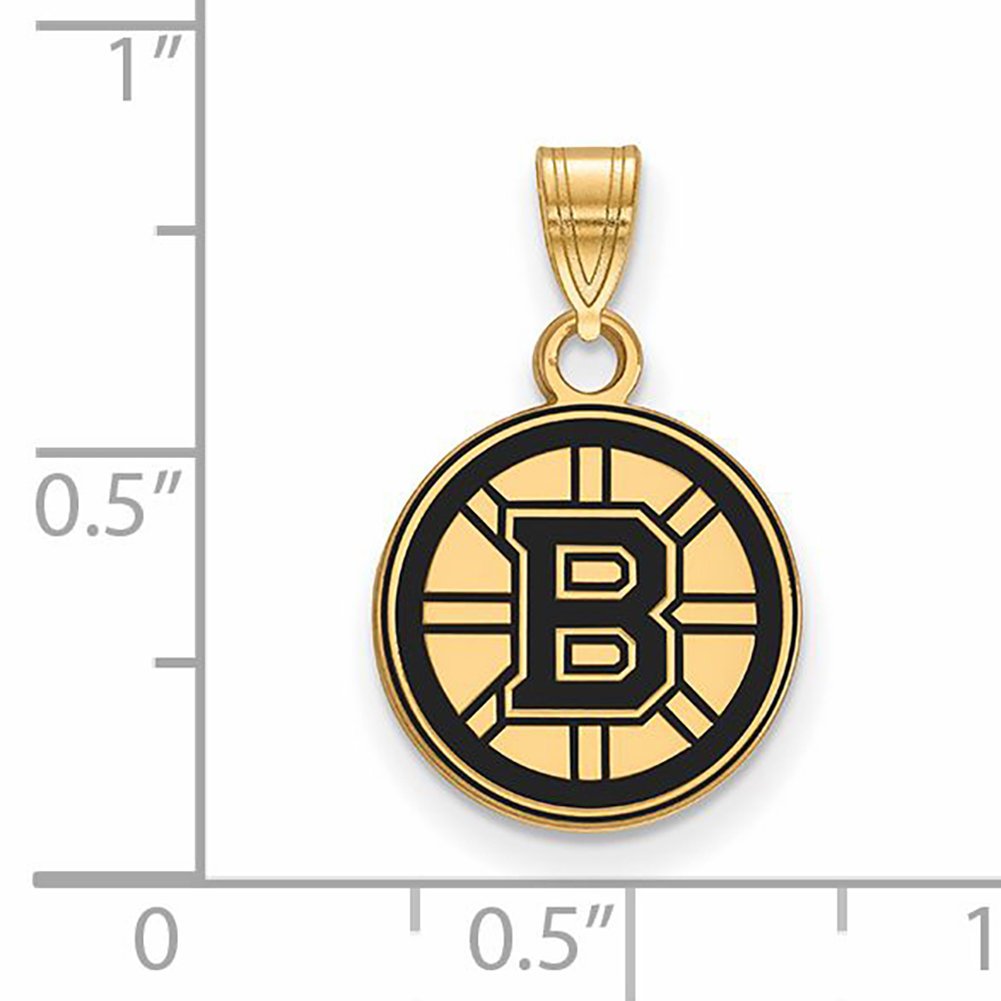 Sterling Silver Gold Plated NHL LogoArt Boston Bruins Sm. Enamel Pendant