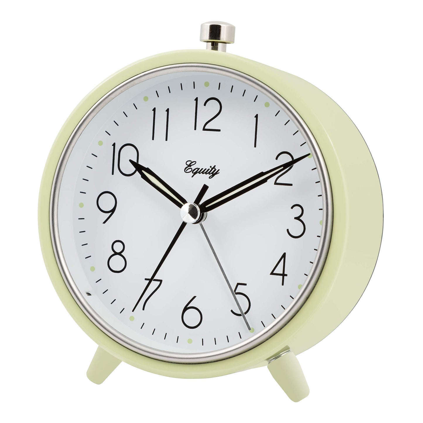 Equity 20090 5-Inch Silent Sweeping Quartz Metal Alarm Clock, Light Green