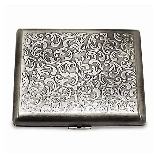 Silver-tone Scrolled Design (Holds 20) Cigarette / Card Case QGM12319